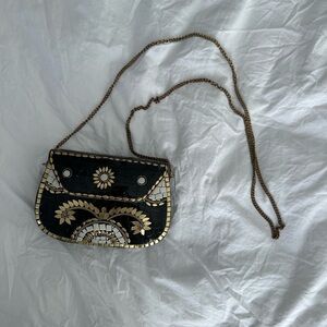 Antik Kraft Black and Gold Crossbody Bag